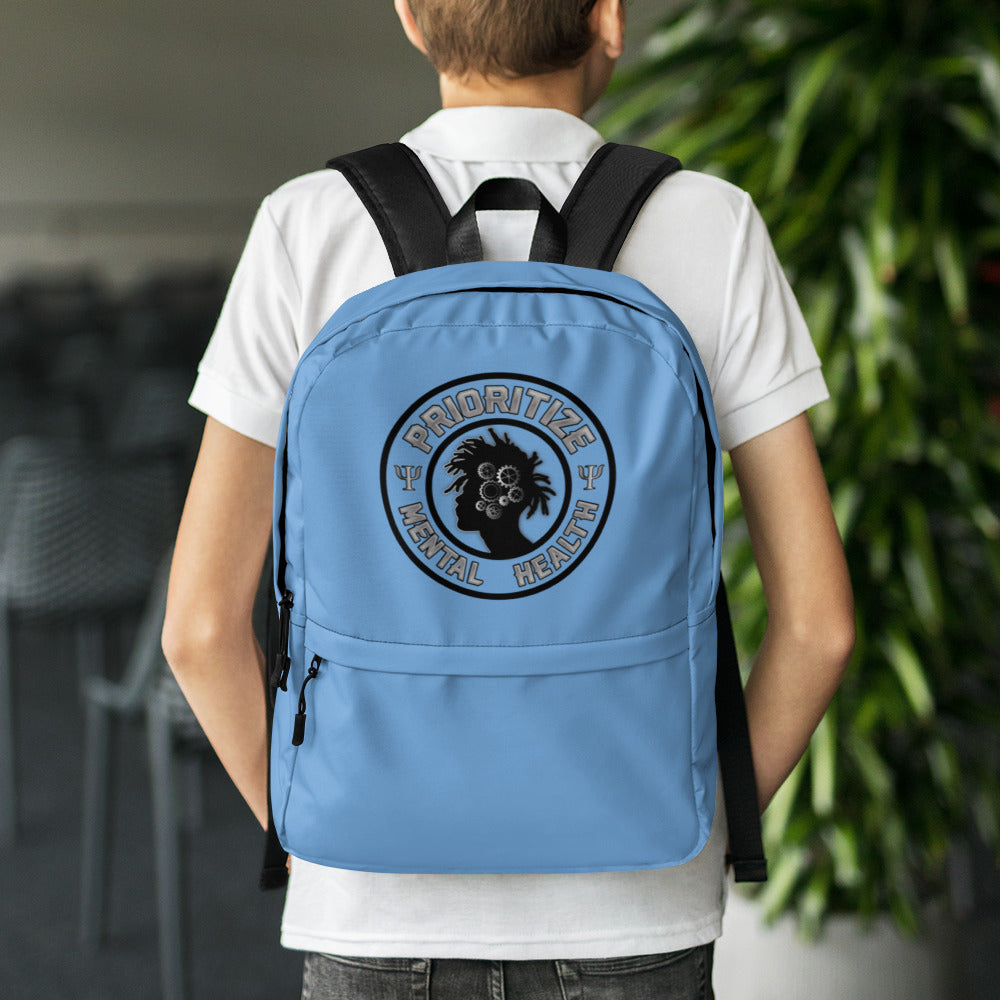 "Prioritize Mental Health" Backpack (blue)