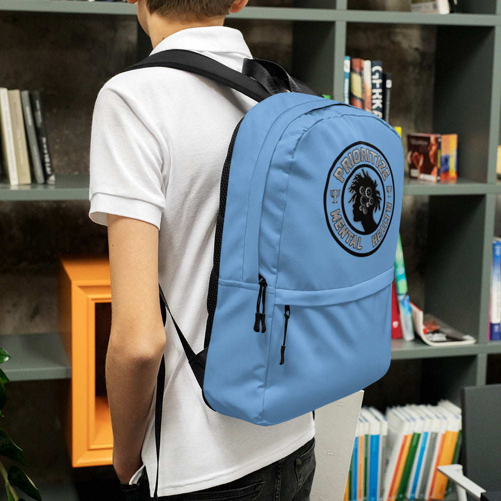 "Prioritize Mental Health" Backpack (blue)