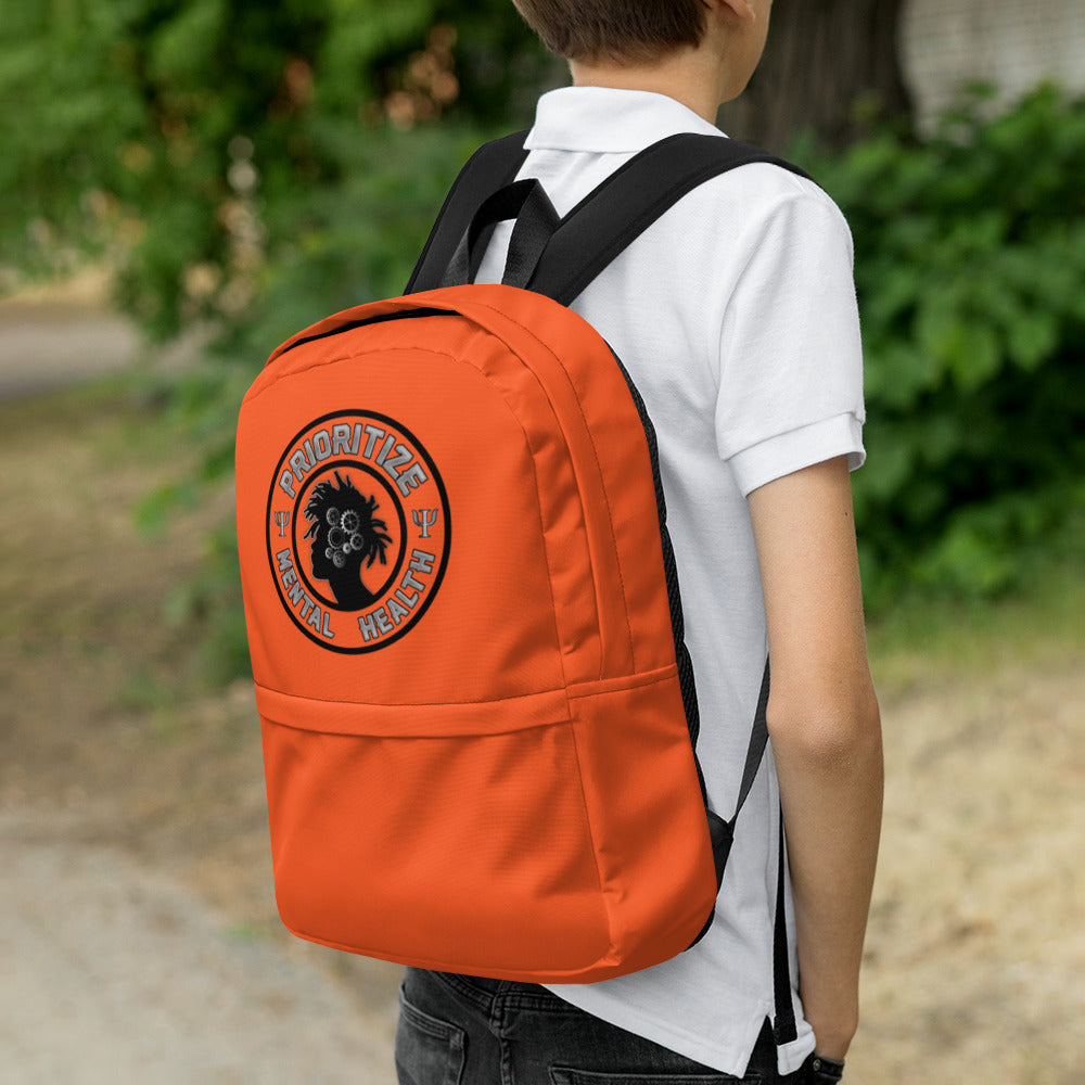"Prioritize Mental Health" Backpack (Orange)