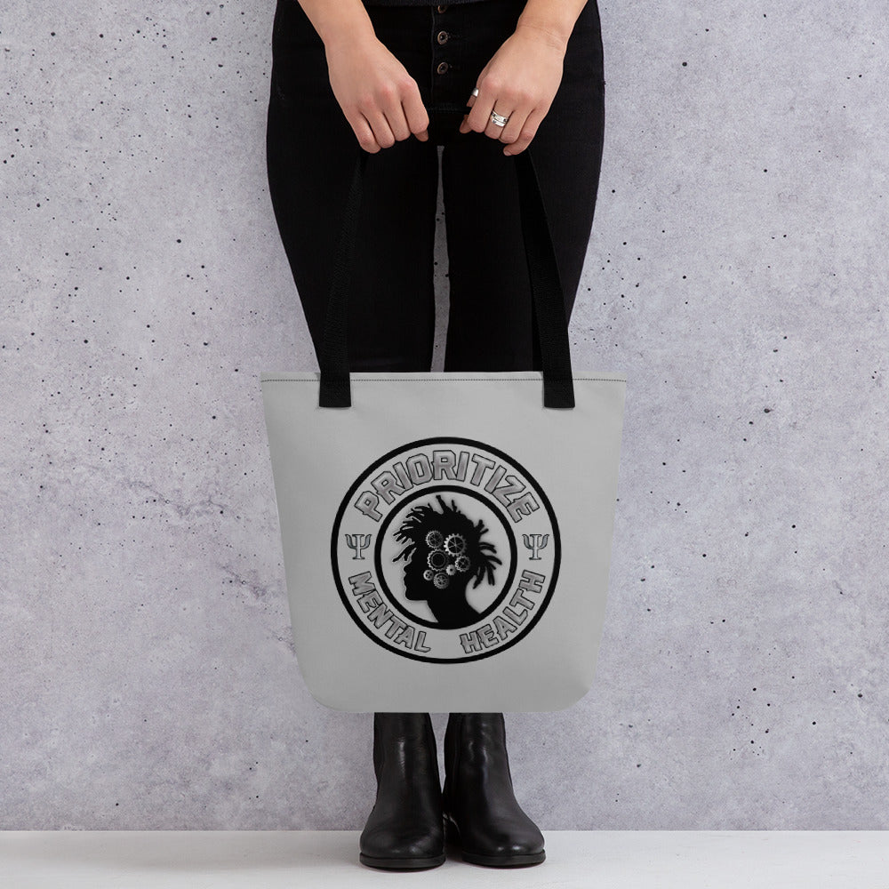 "Prioritize Mental Health" Tote bag (silver)