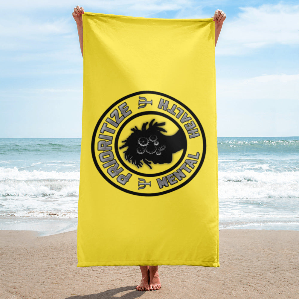 "Prioritize Mental Health" Beach Towel (Yellow)