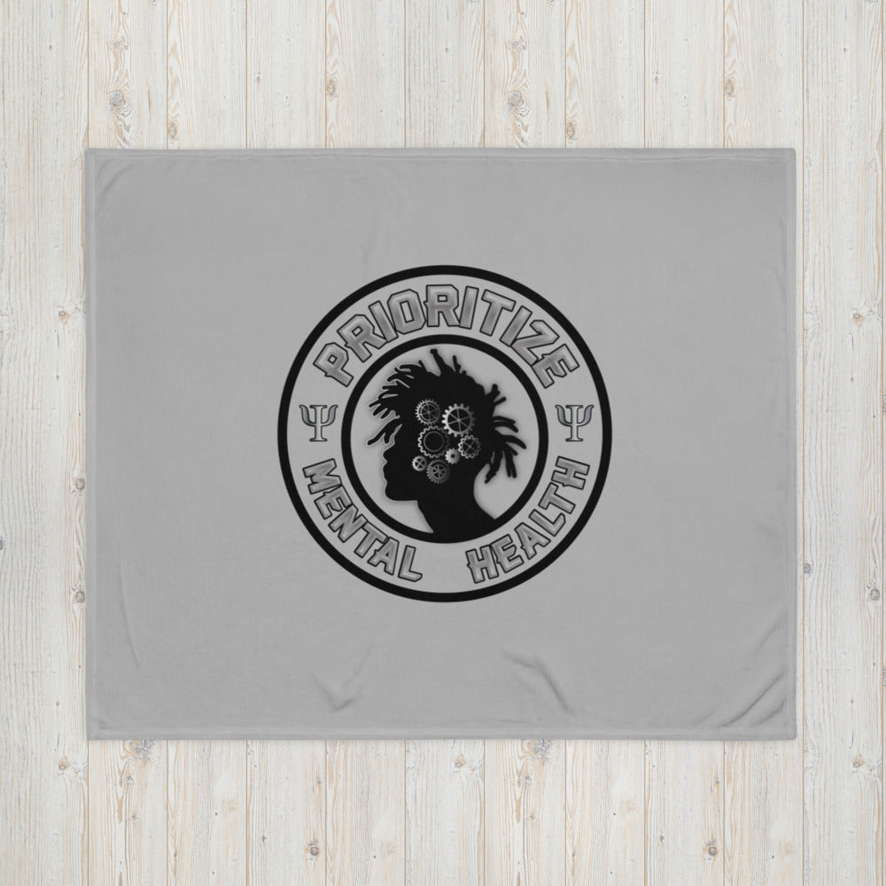 “Prioritize Mental Health” Throw Blanket