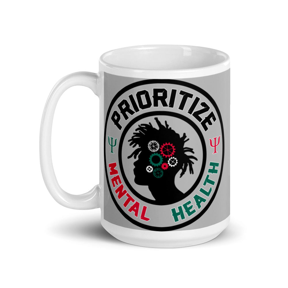 "Prioritize Mental Health" (15 oz) mug