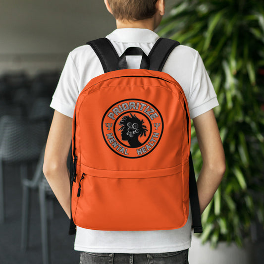 "Prioritize Mental Health" Backpack (Orange)