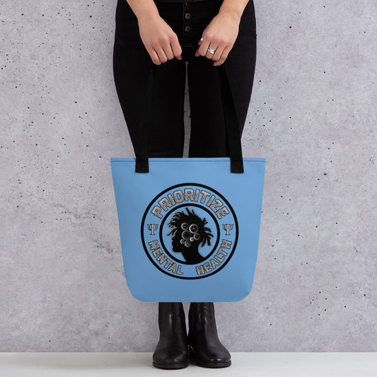 "Prioritize Mental Health" Tote bag (blue)