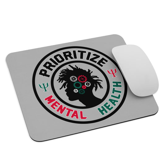“Prioritize Mental Health"- Mouse pad (Silver)