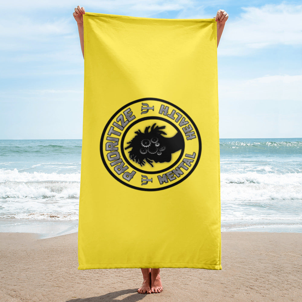 "Prioritize Mental Health" Beach Towel (Yellow)