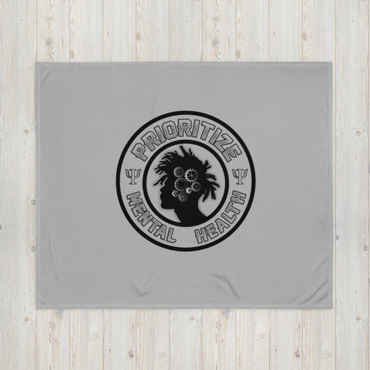“Prioritize Mental Health” Throw Blanket